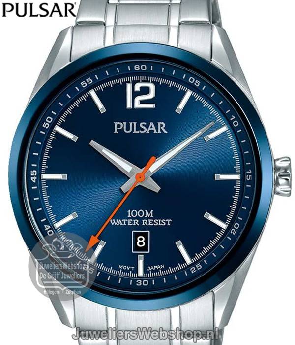 Voor een dagje uit knuffel Ijver Pulsar PS9515X1 Heren Horloge Staal met Blauwe Wijzerplaat