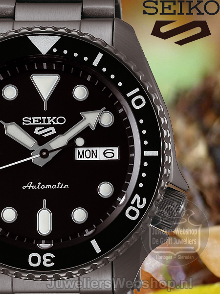 Mart Tussen Wees Seiko 5 Sports Automatic Horloge SRPD65K1 Automaat Zwart Staal