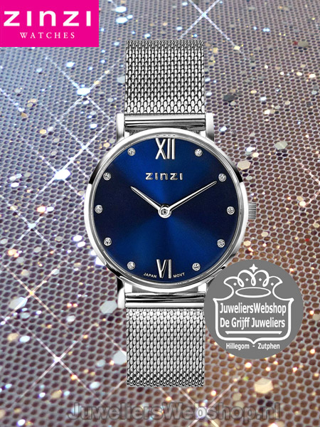 kant pop Ruwe slaap Zinzi Lady Crystal horloge ZIW630M Blauw. Zinzi dames horloges Lady