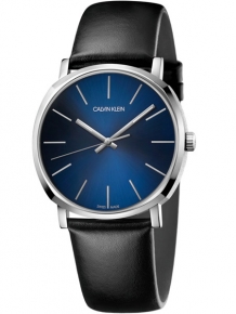 calvin klein posh k8q311cn herenhorloge zwart met blauwe wijzerplaat