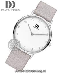 danish design 1173 dameshorloge staal grijze leren band