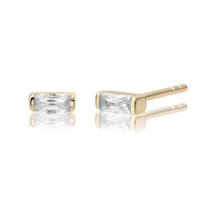 Sparkling Jewels Baguette Studs Gold White Flame EAG08-CZ01