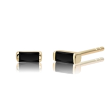 Sparkling Jewels Baguette Studs Gold Black Flame EAG08-CZ02