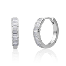 Sparkling Jewels Baguette Creolen Silver Huggies Horizontal CZ EAS23