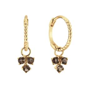 Jackie Gold Triangle Smoky Quartz Hoops JKE24.019