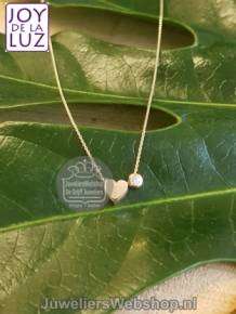 Minioro Yi-003-Heart gouden initials ketting 42cm met hartje en diamant