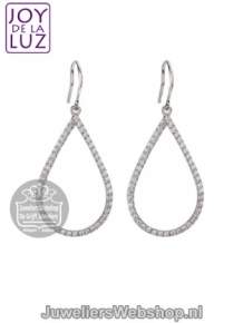 joy de la luz je022 teardrop hoop oorbellen zilver zirconia