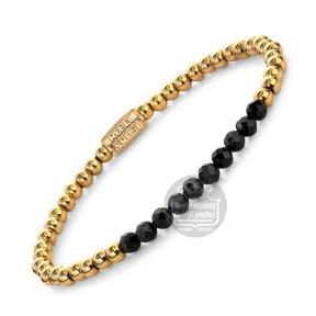 Rebel & Rose Armband RR-40152-G-S Black Glam Rocks Meet Yellow Gold 16,5cm