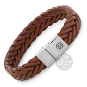 rebel & rose Full Metal Premium Braided Cognac armband RR-M0053-S-M