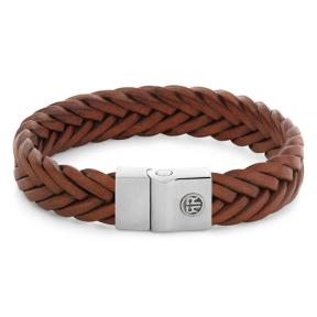 rebel & rose Full Metal Premium Braided Cognac armband RR-M0053-S-L