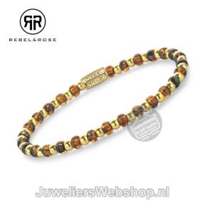 Rebel & Rose Armband RR-40146-G-S Mix Glass Rocks Tiger Gold 16,5cm