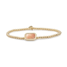 Sparkling Jewels Peach Rhodonite Baguette Gold Armband SB-G-3MM-BAG32