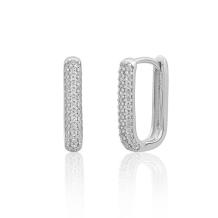 Sparkling Jewels Square Creolen Silver Huggies CZ EAS24