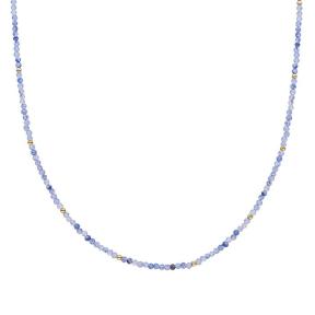 Sparkling Jewels Beaded Necklace 2mm Blue Aventurine NLK04G-G37 42cm+2cm