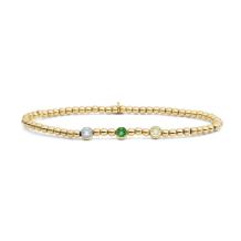 Sparkling Jewels 3 Coloured Beads Green Gold Armband SB-G-3MM-CB03