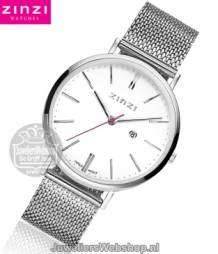 zinzi retro ziw406m horloge zilver met witte wijzerplaat