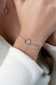 Zinzi ZIA2170Z Zilver armband met cirkel regenboog