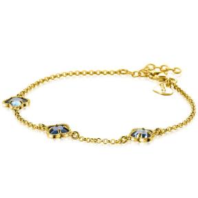 Zinzi ZIA2662B vergulden armband klaver vier blauw