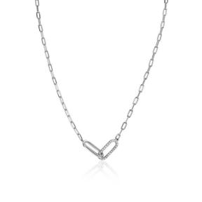 zinzi collier ZIC2690 zilveren paperclip ketting met zirconia